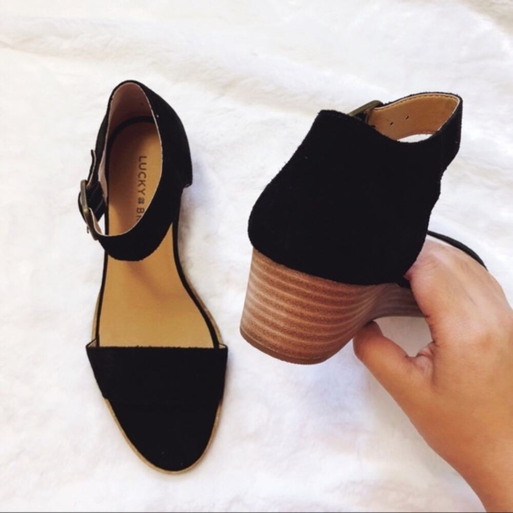 Lucky Brand Black Riamsee Wedge Sandals